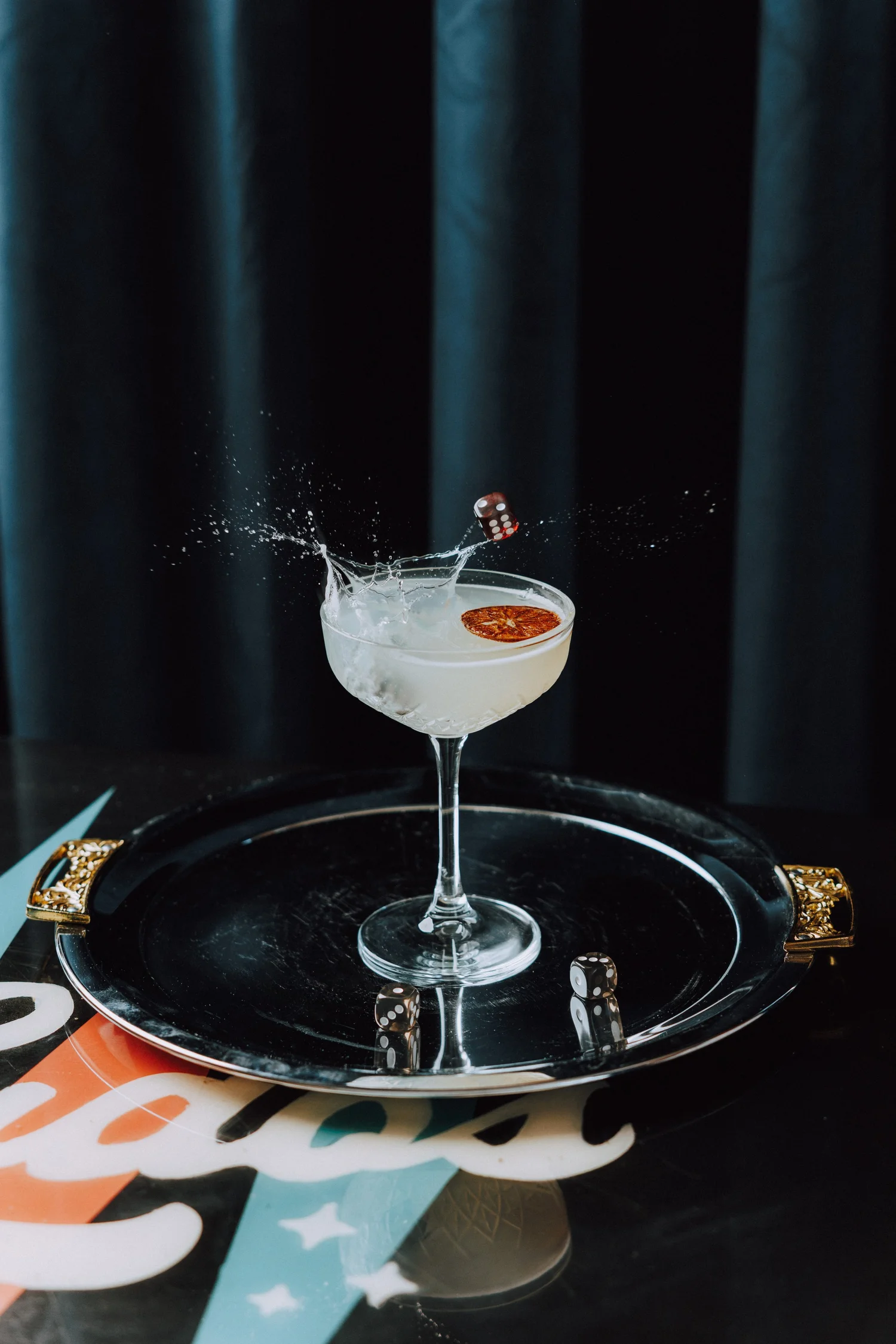 Cocktail splash frozen in motion