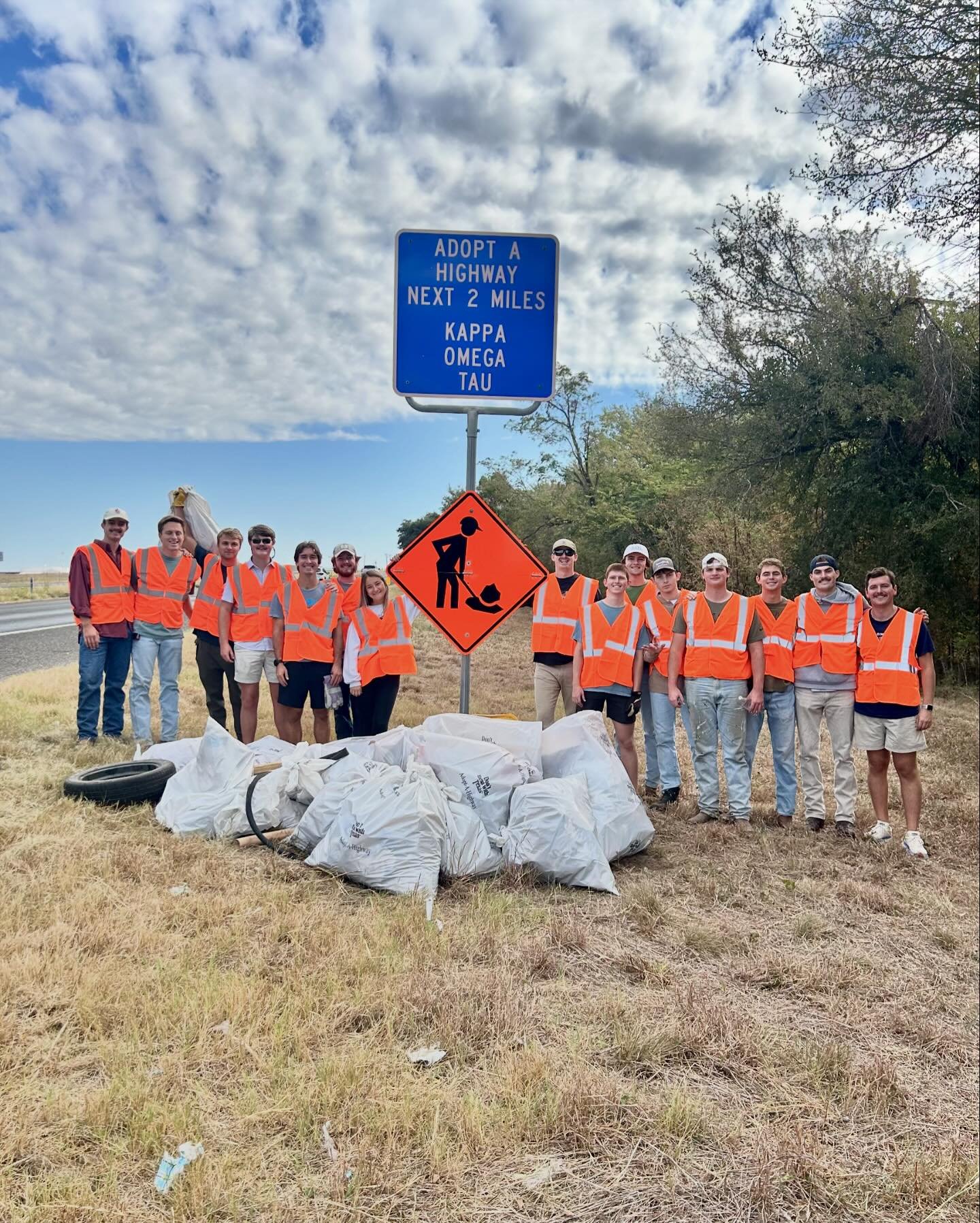 KOT Adopt a Highway!

This past Saturday the men of Kappa Omega Tau cleaned up the two-mile Adopt-A-Highway stretch of Highway 84, headed West towards McGregor. We gathered over 20 bags of trash and look forward to our next pick-up. If you know of an