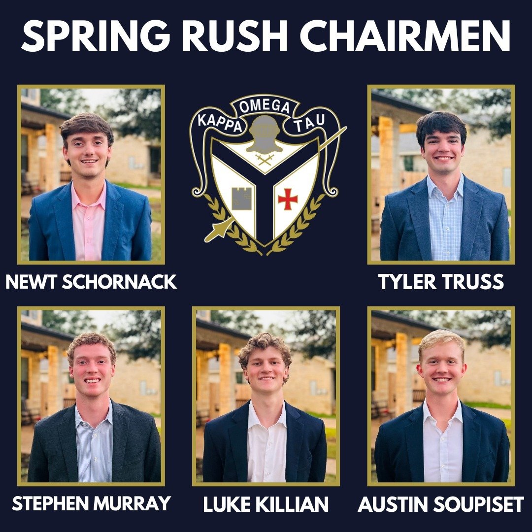 KOT's 2025 Spring Rush Chairmen!

For those interested in exploring membership opportunities with Kappa Omega Tau during the Spring of 2025, please contact one or all of our rush chairs to help you engage and learn more about the unique values that d