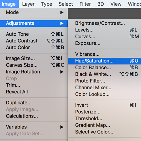 Adjust the hue/saturation of the image