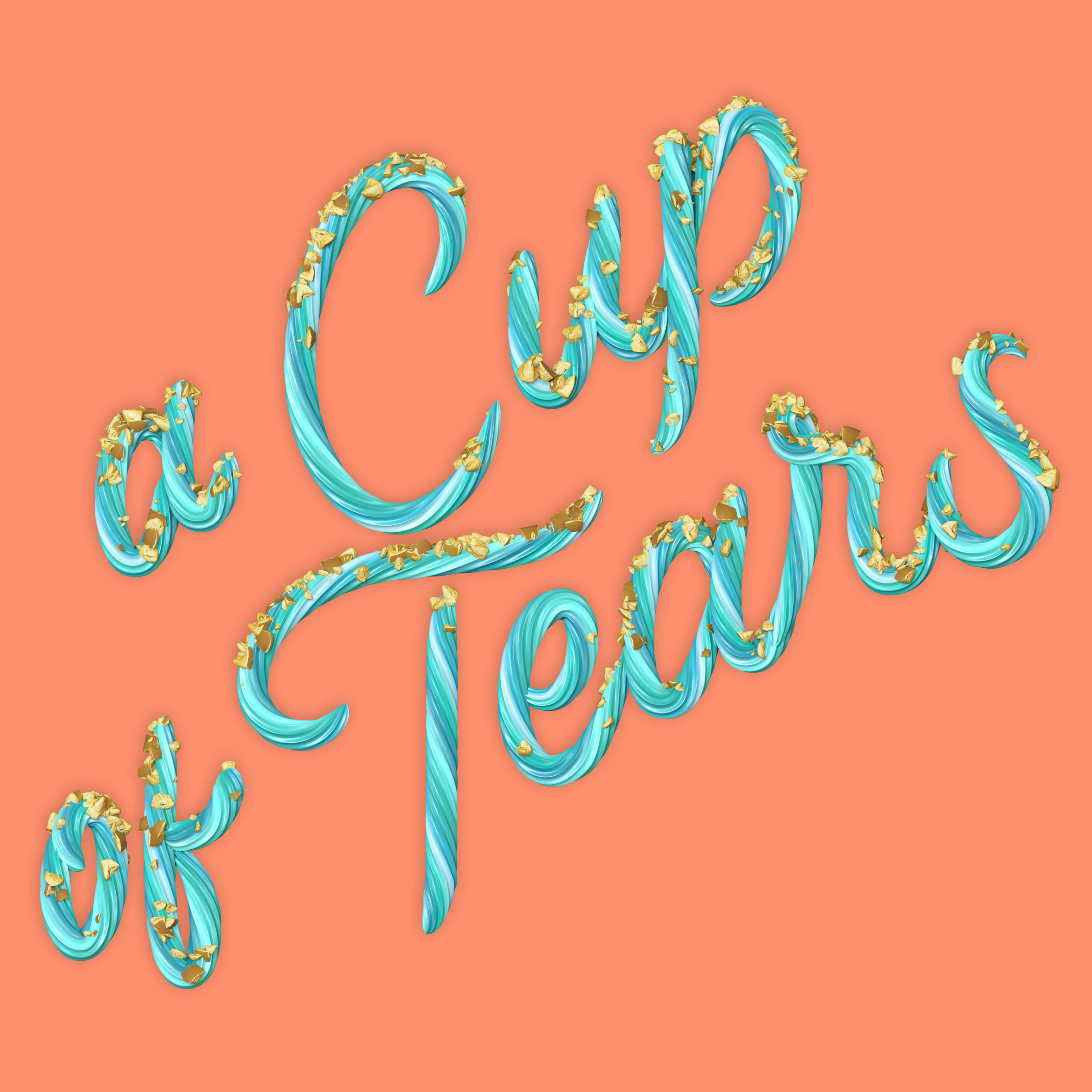 "A Cup of Tears" 3D type lettering made of cake frosting by Noah Camp