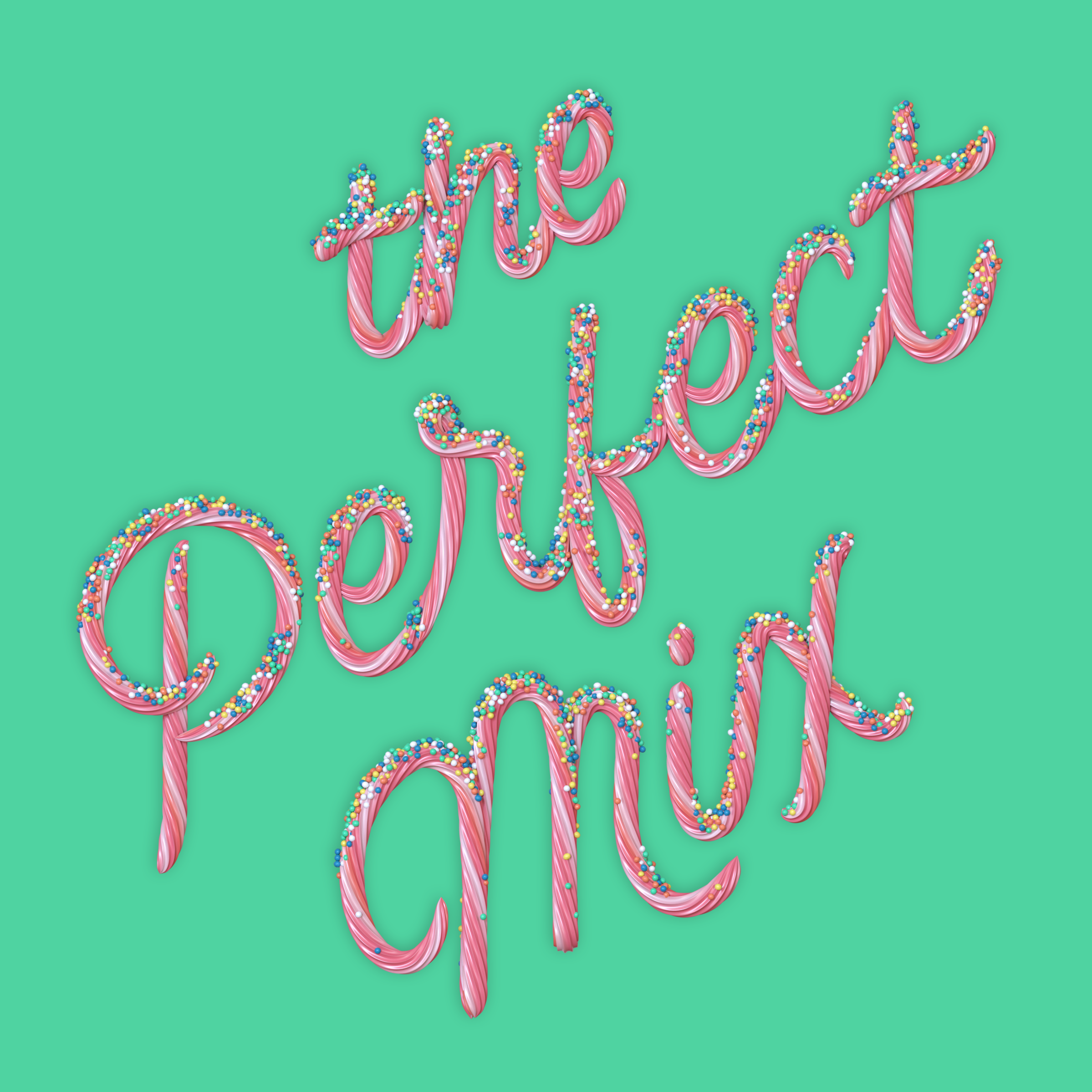 "The Perfect Mix" 3D type lettering made of cake icing by Noah Camp