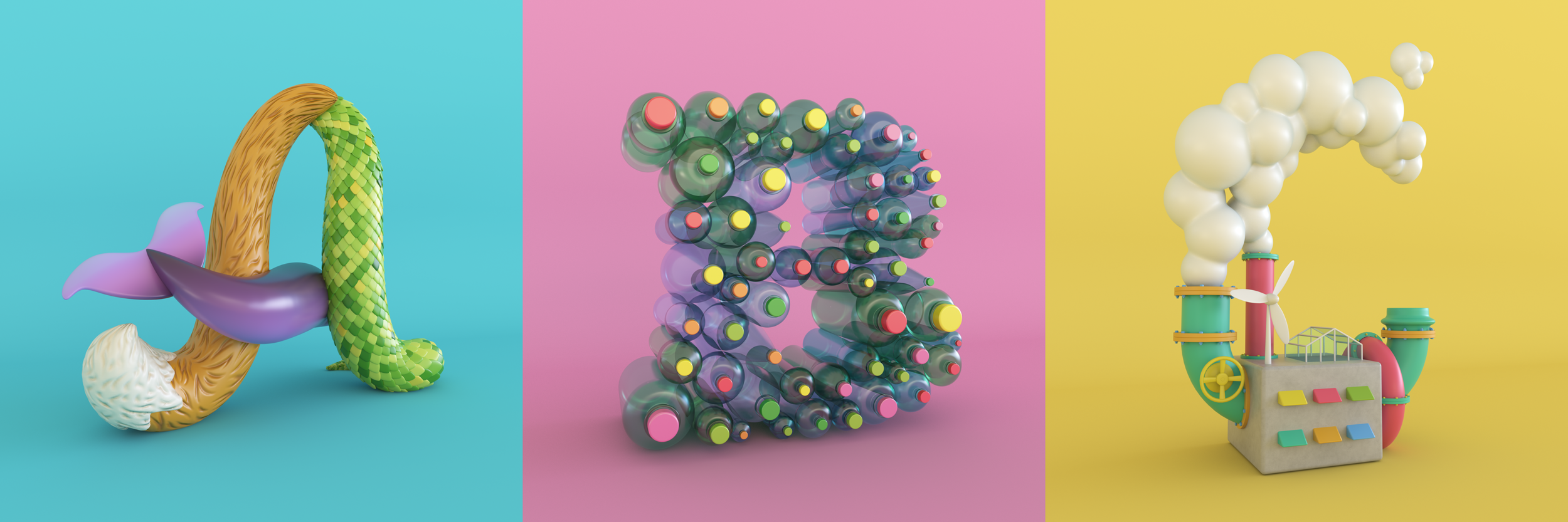 Method Home Sustainability Alphabet 3D type by Noah Camp