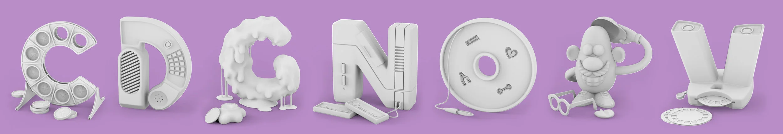 3d type clay render in cinema 4d by noah camp