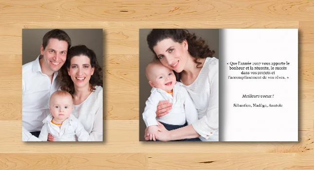 exemple avec carte pliable et 2 photos