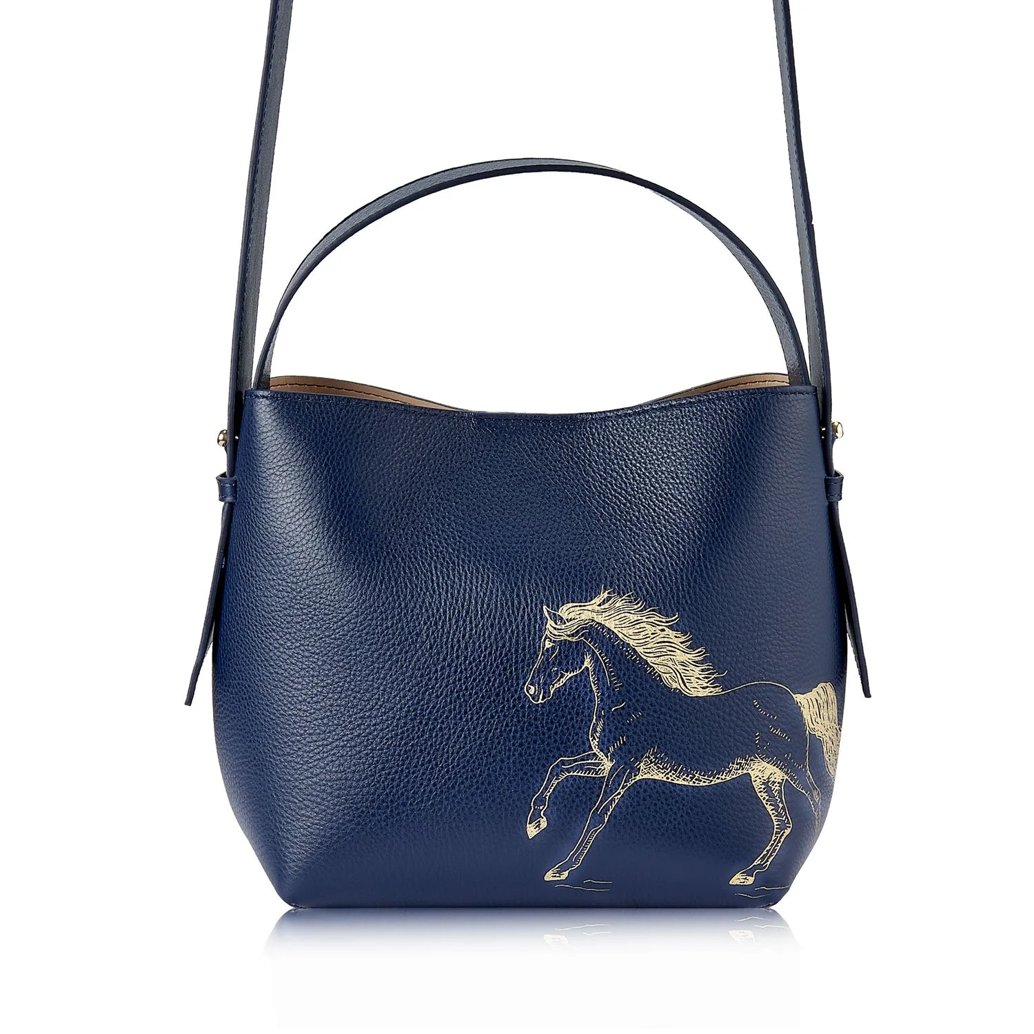 Selena Bucket Bag, Equestrian Edition, Navy Blue