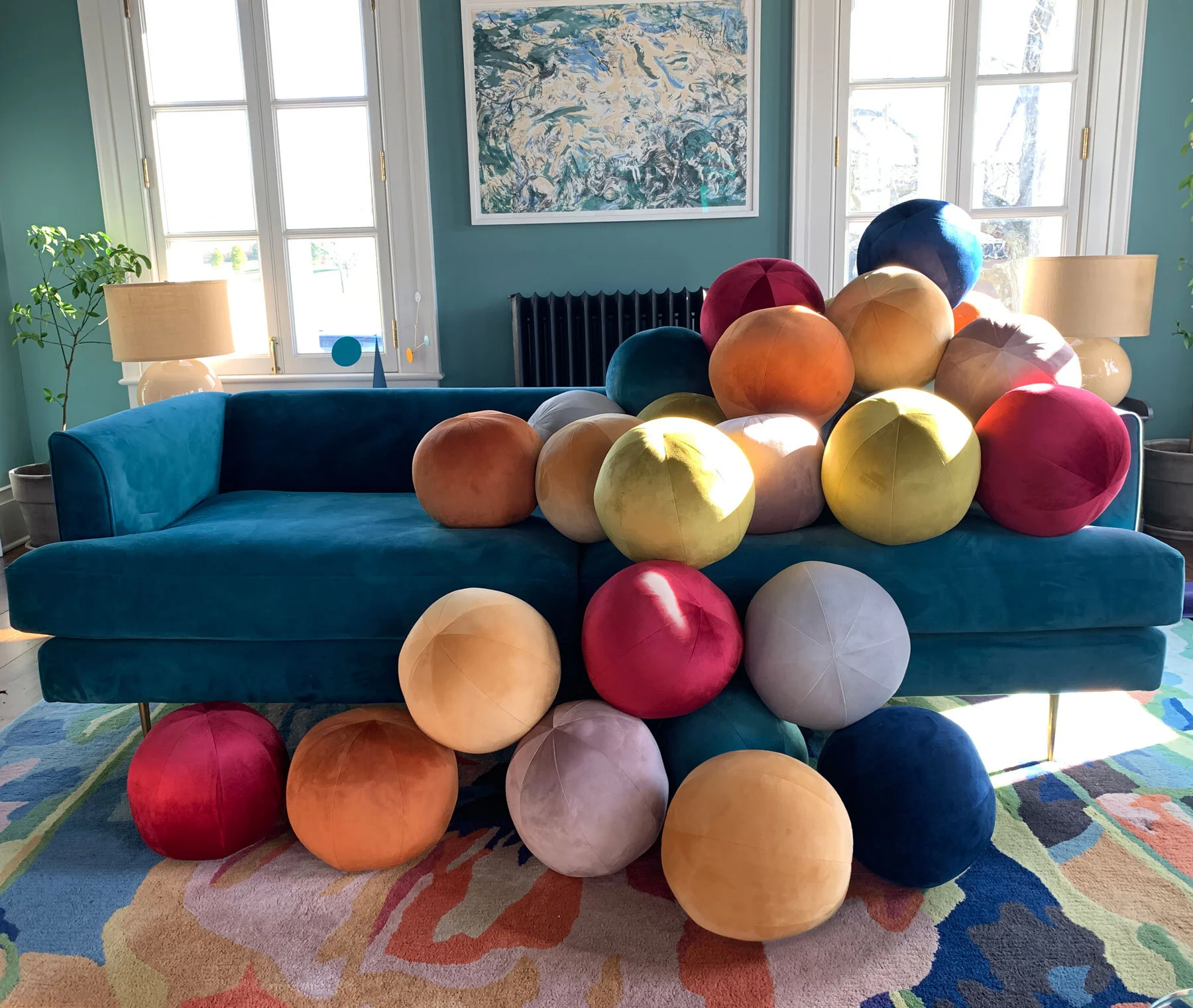 Velvet ball Pillows, Colorful Sphere Pillow