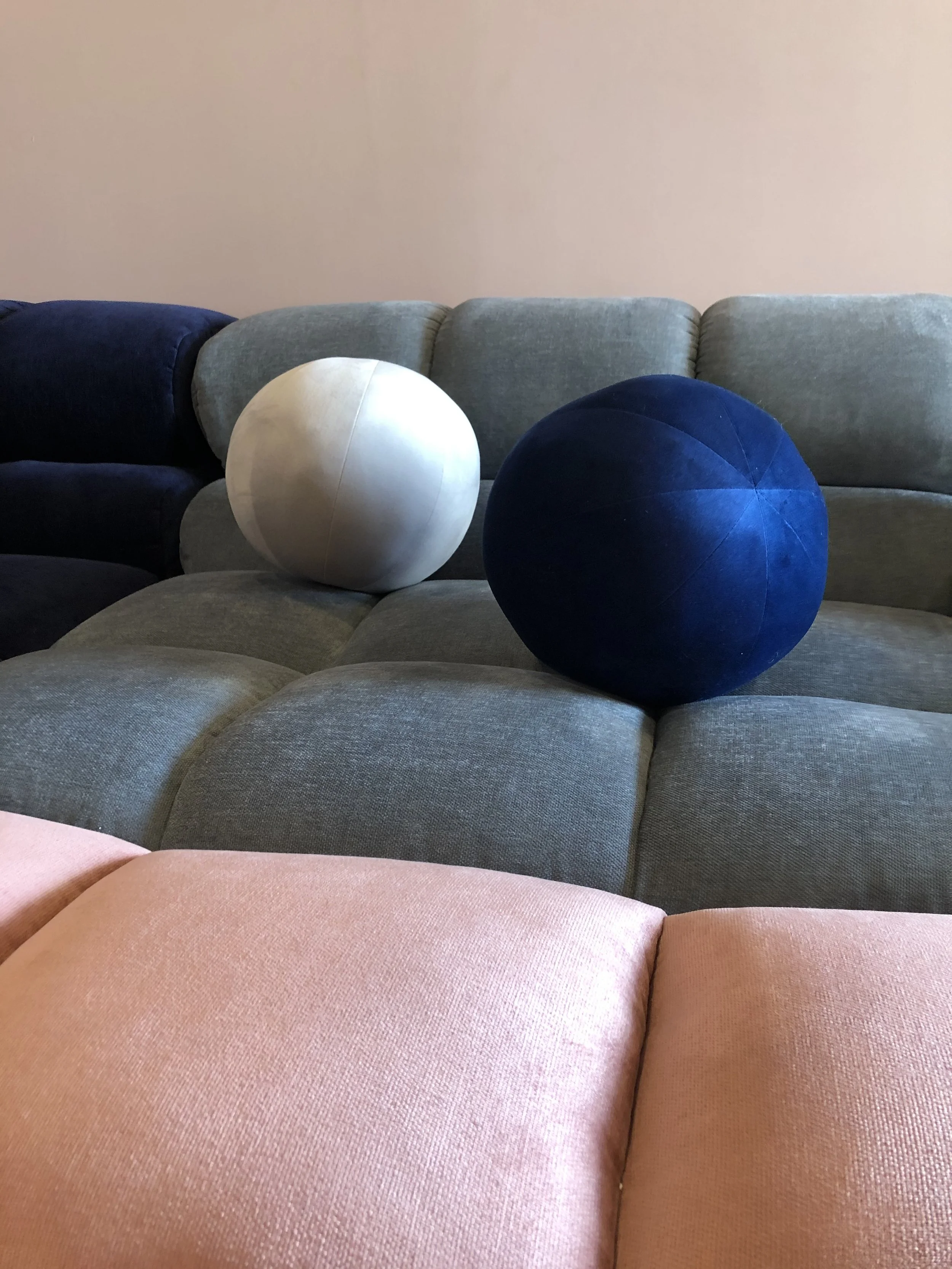 Blue velvet ball pillow, sphere pillow, round pillow, great gifts for home