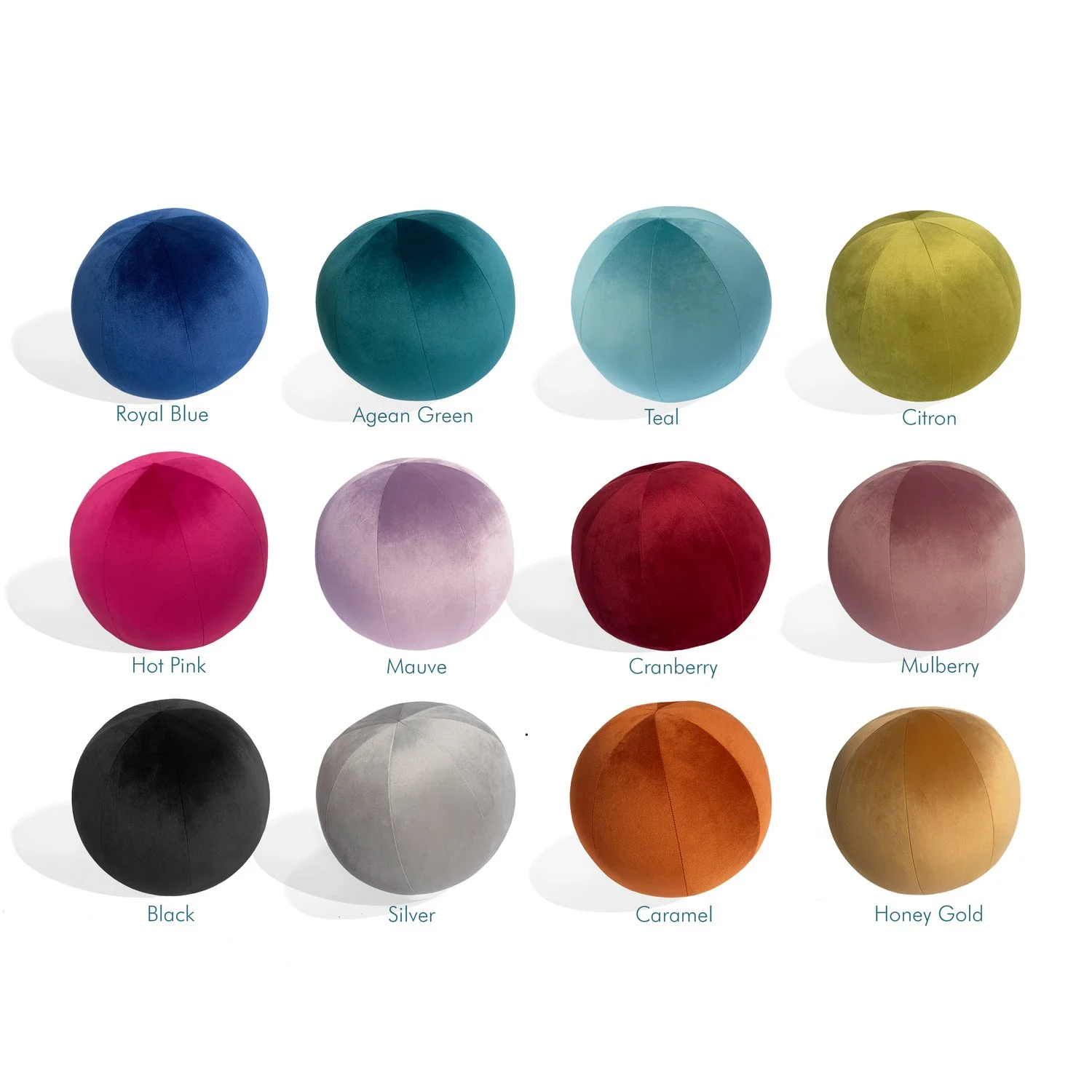 Velvet ball pillow, soft sphere pillows, pink, blue, green, black, silver, gold, orange, red