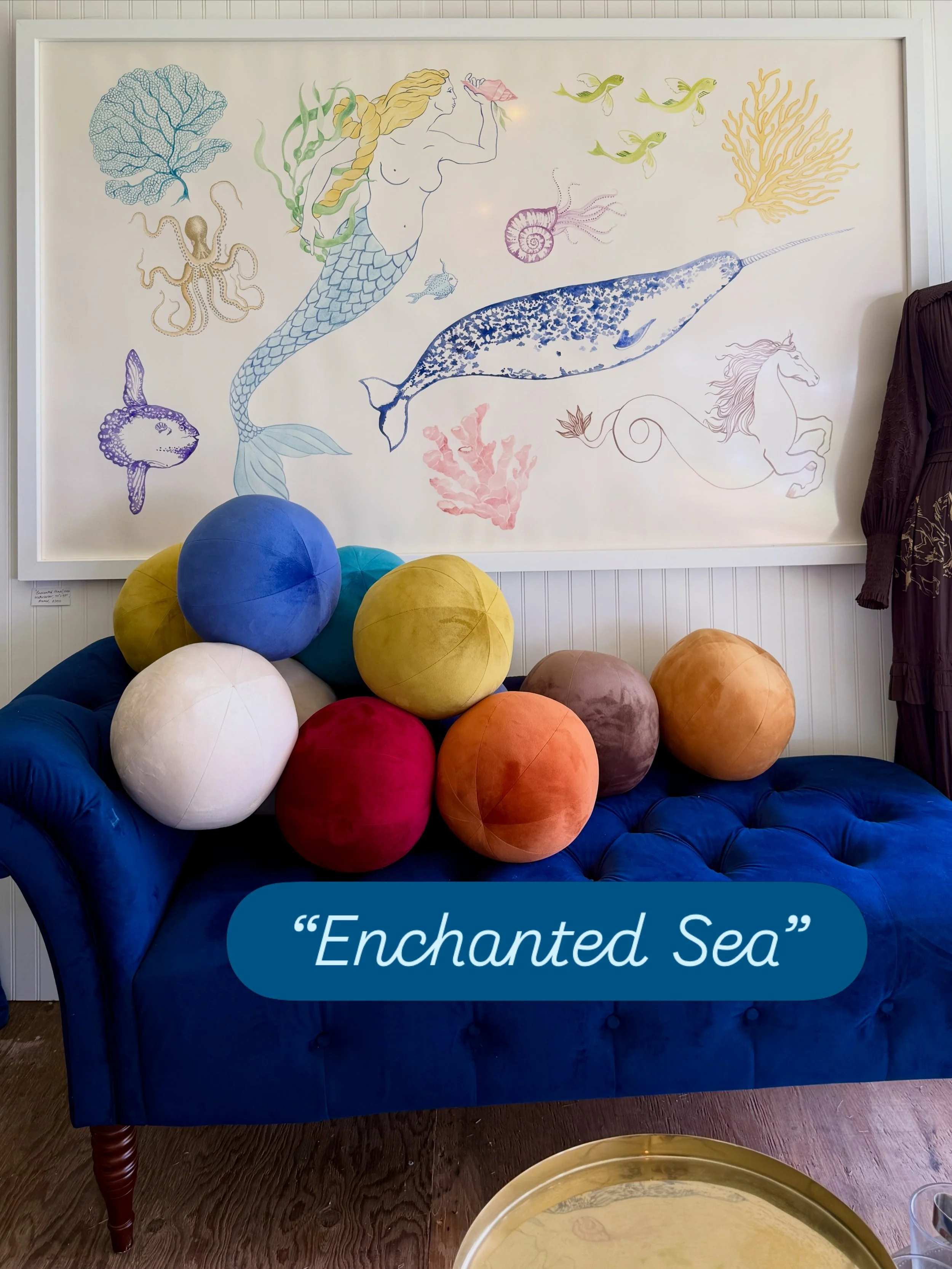 &ldquo;Enchanted Sea&rdquo; watercolor 74&rdquo; x 48&rdquo; , framed  #mermaid #beachhouse #artforinteriors #seascape