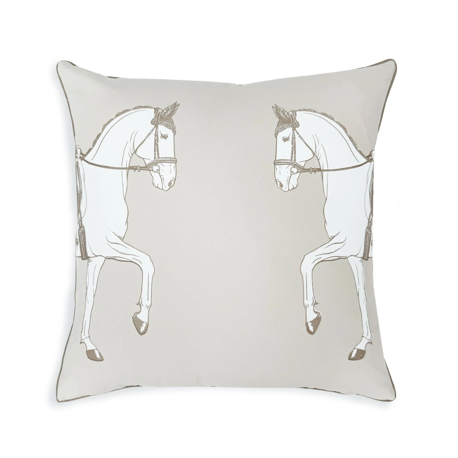 Marching Horse 20" Throw Pillow, Bone, taupe