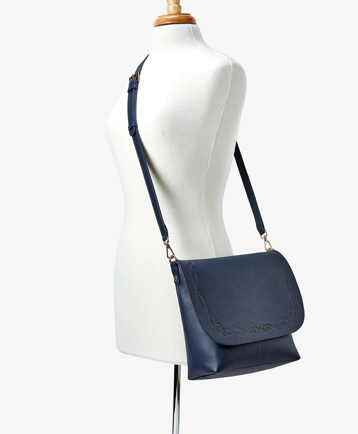 ANDIE equestrian edition  Bridle_Bag_navy Blue leather handbag cross body bridle stirrup horse saddle bag