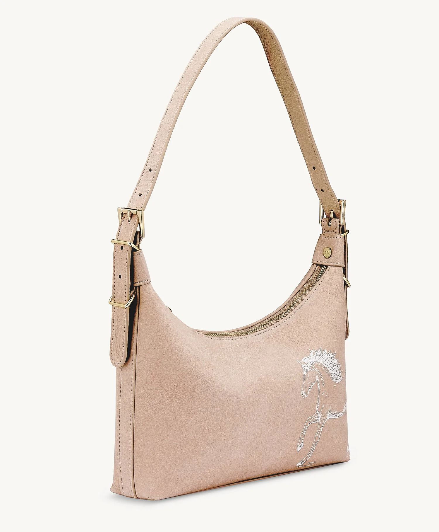 Blake_Horse_LeatherShoulderBag_Blush_nubuck nude small handbag evening bag neutral equestrian style fashion purse made in usa