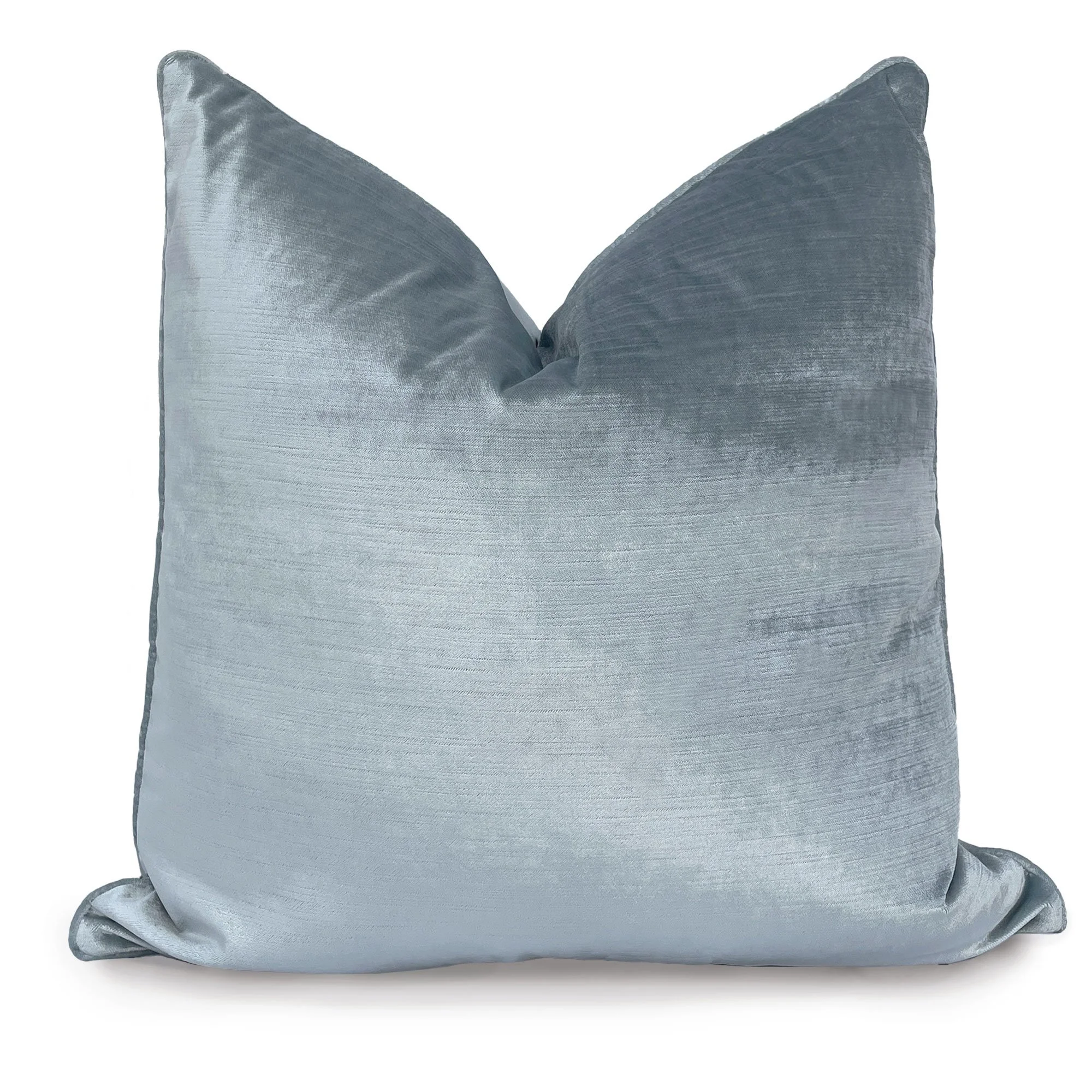 Shimmering Silver Blue Velvet Throw Pillow 22" pillow luxury living room modern contemporary home hollywood glamour luxury interiors bedroom design