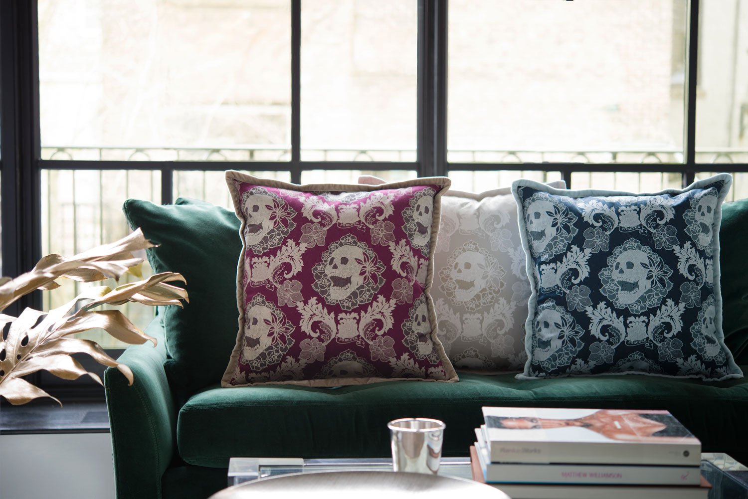 Skulls Damask, Burgundy