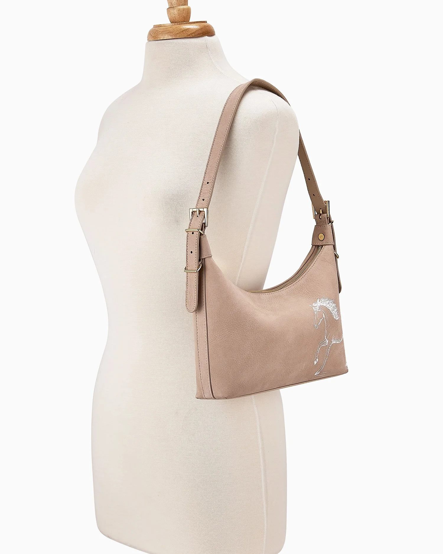 Blake_Horse_LeatherShoulderBag_Blush_nubuck nude small handbag evening bag neutral equestrian style fashion purse pockets made in usa