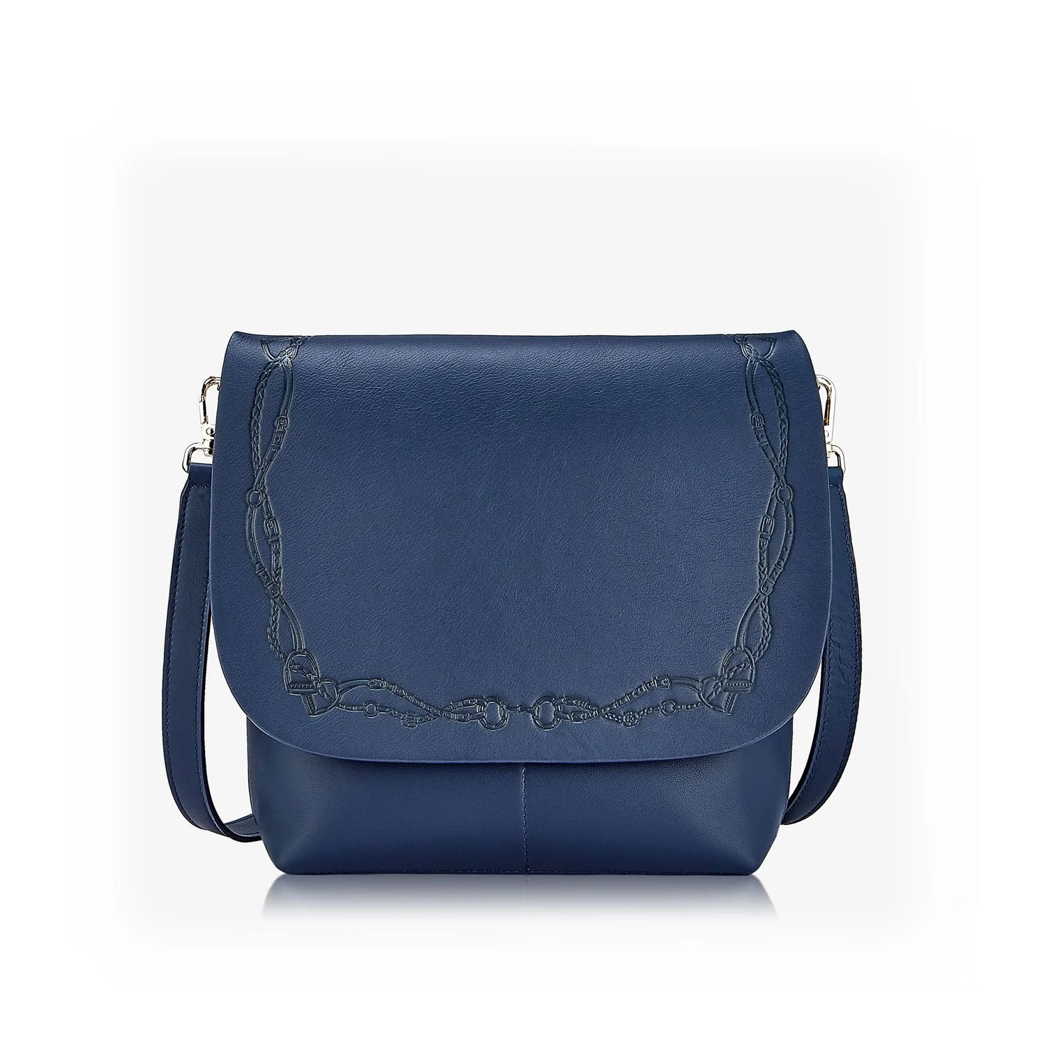 ANDIE equestrian edition  Bridle_Bag_navy Blue leather handbag cross body bridle stirrup horse saddle bag