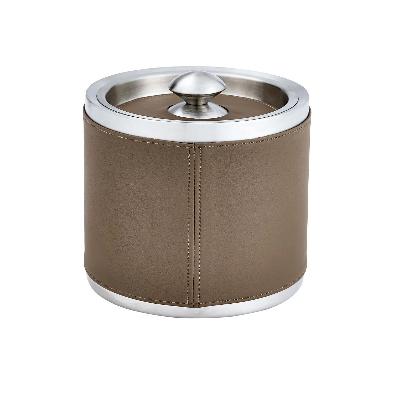 Equestrian bar set taupe leather wrapped ice bucket with tongs running horses