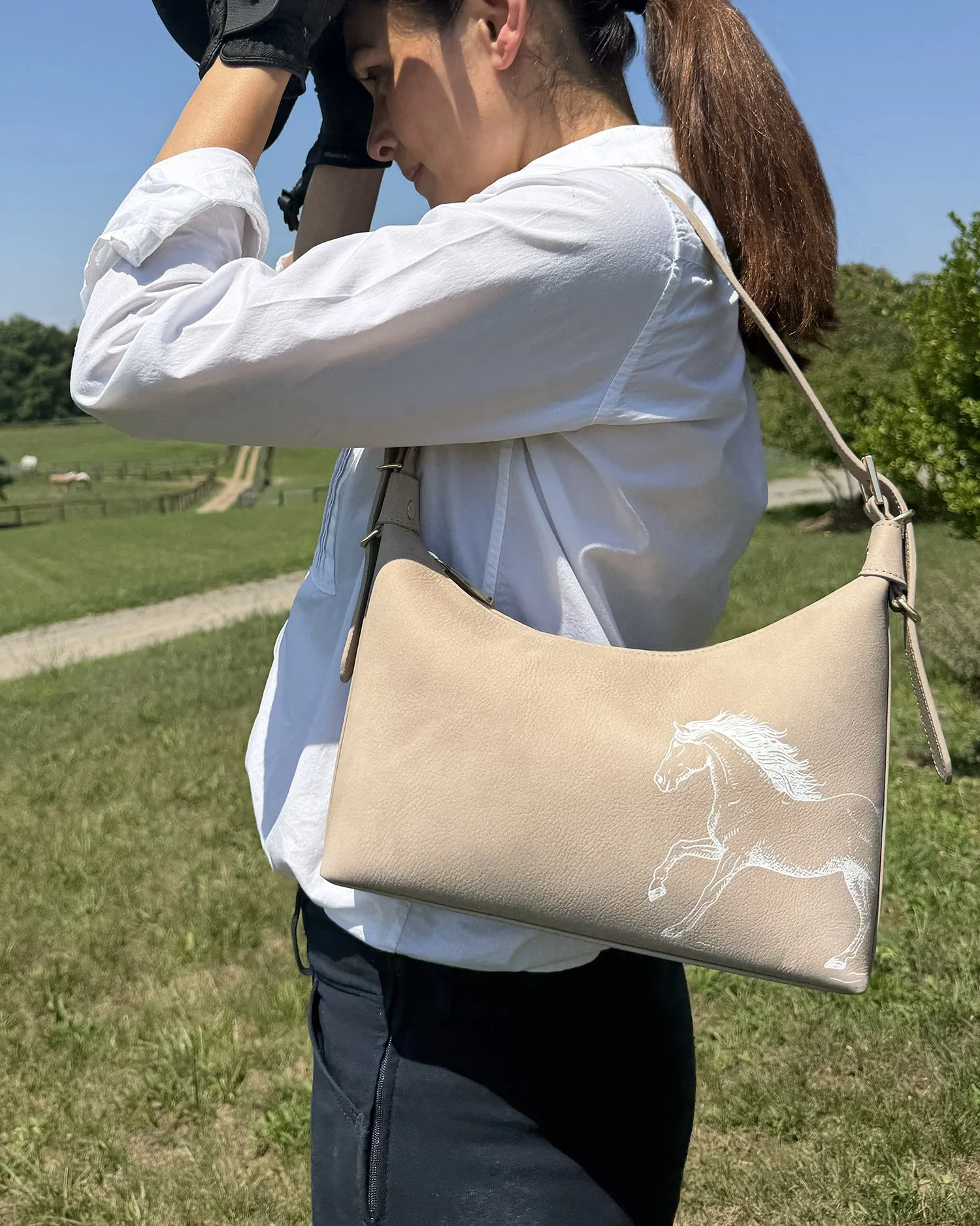 Blake_Horse_LeatherShoulderBag_Blush_nubuck nude small handbag evening bag neutral equestrian style fashion purse pockets made in usa