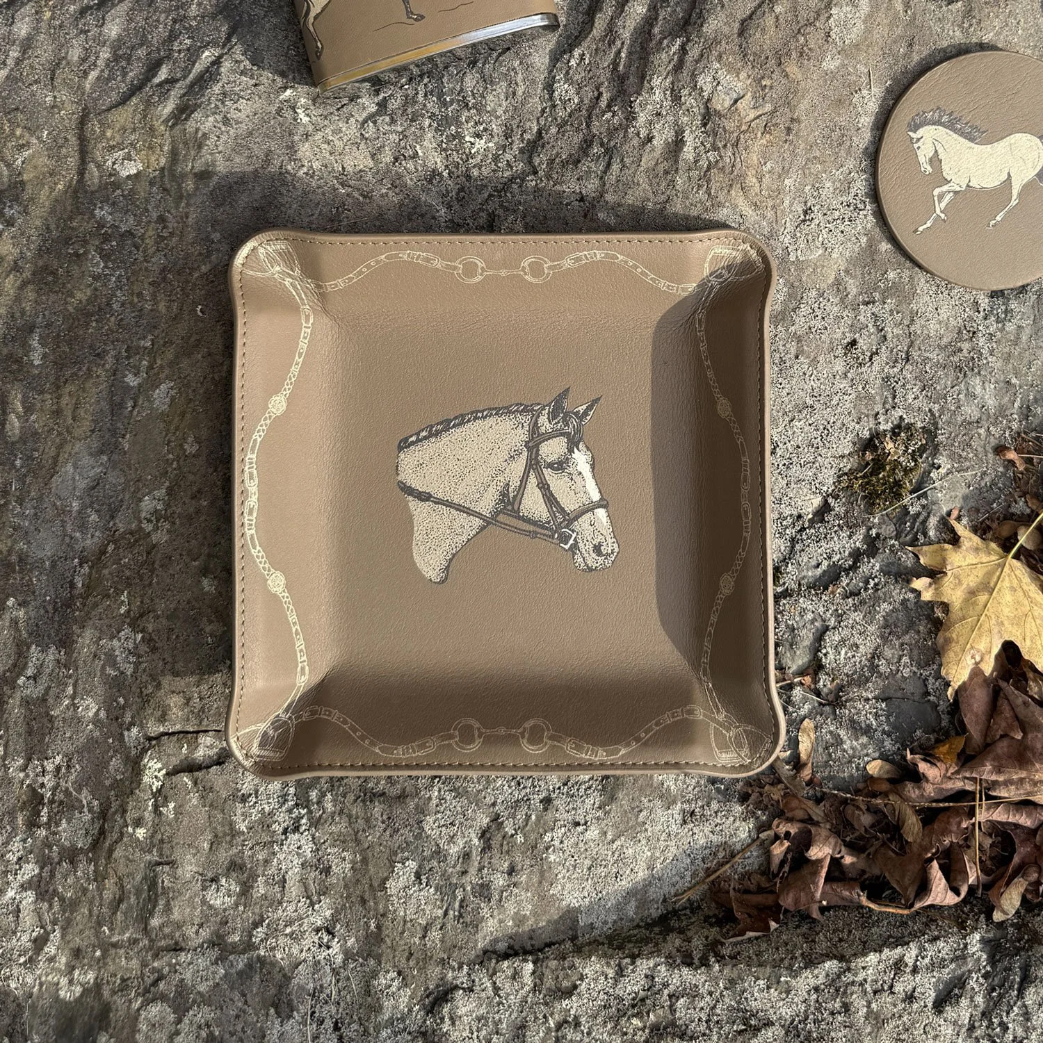 Equestrian Leather Catchall, Taupe