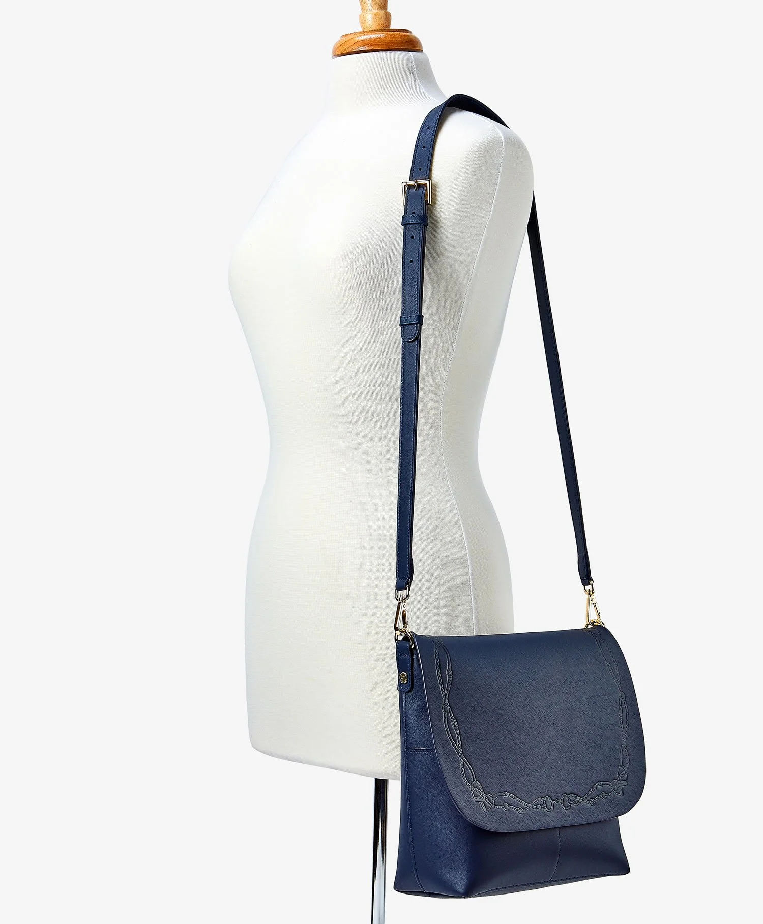 ANDIE equestrian edition  Bridle_Bag_navy Blue leather handbag cross body bridle stirrup horse saddle bag