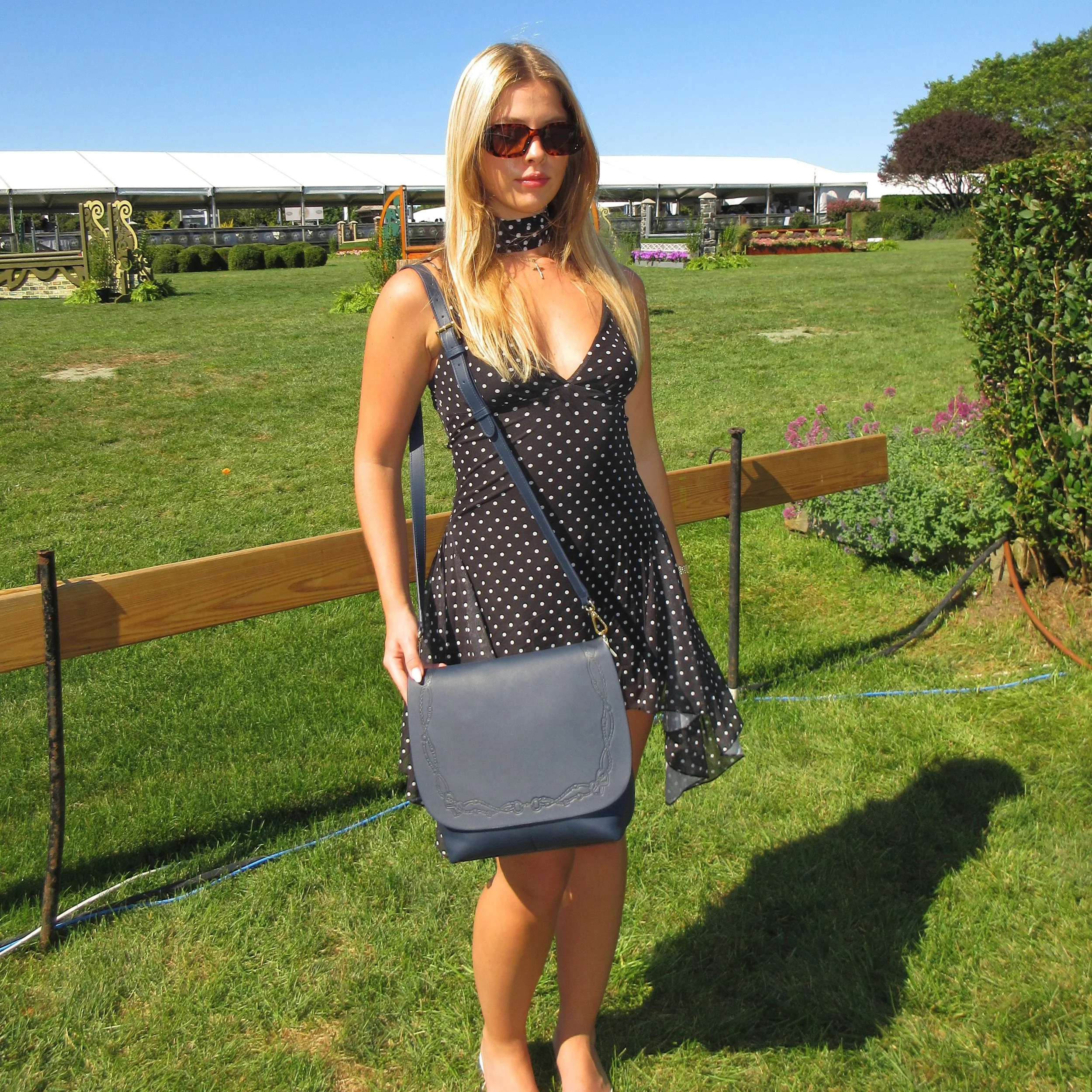 The Andie, Equestrian Edition Bridle Bag, Navy Blue Leather
