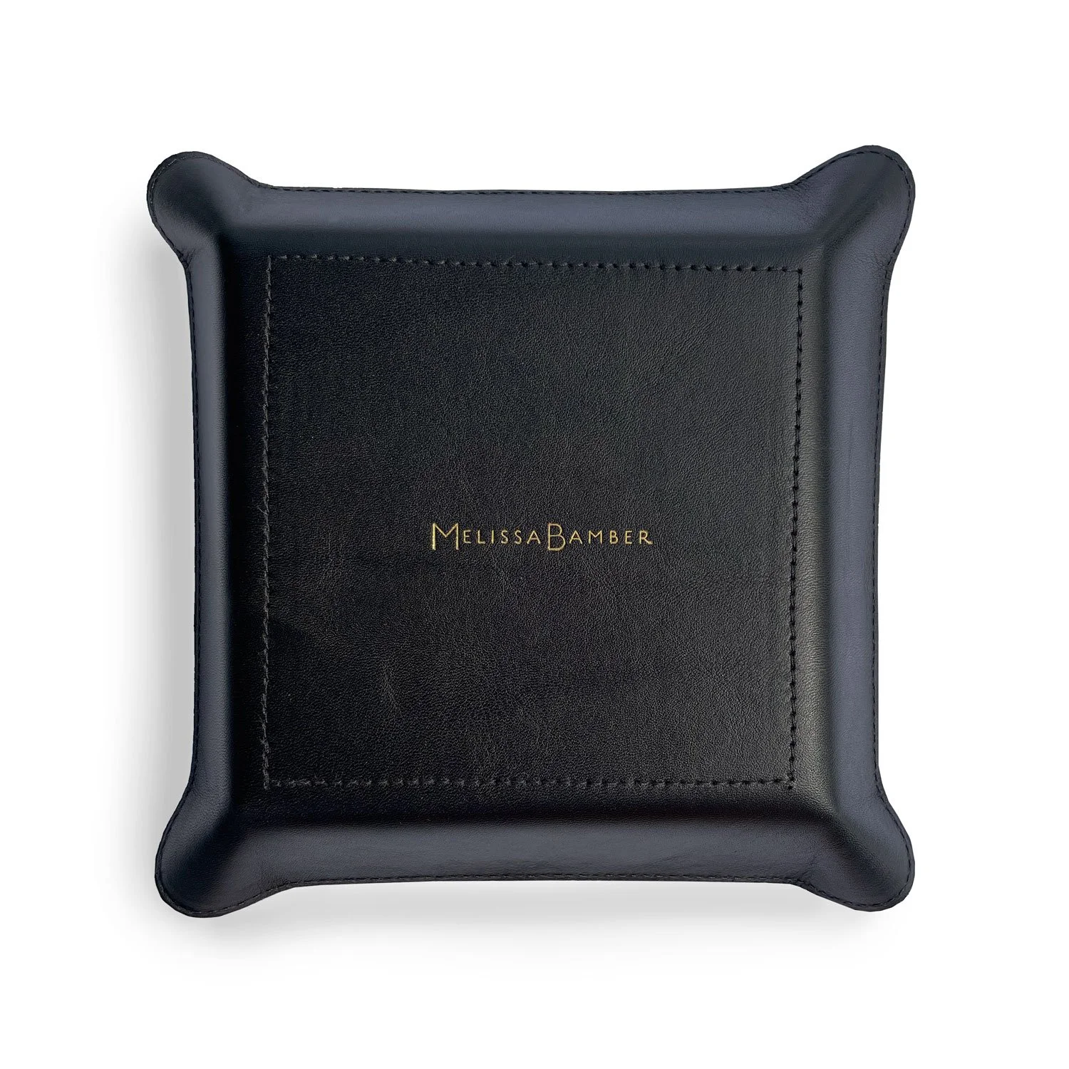 Midnight Garden Botanical Design Black Leather Catchall Valet Tray Jewelry Tray Entryway Organiser