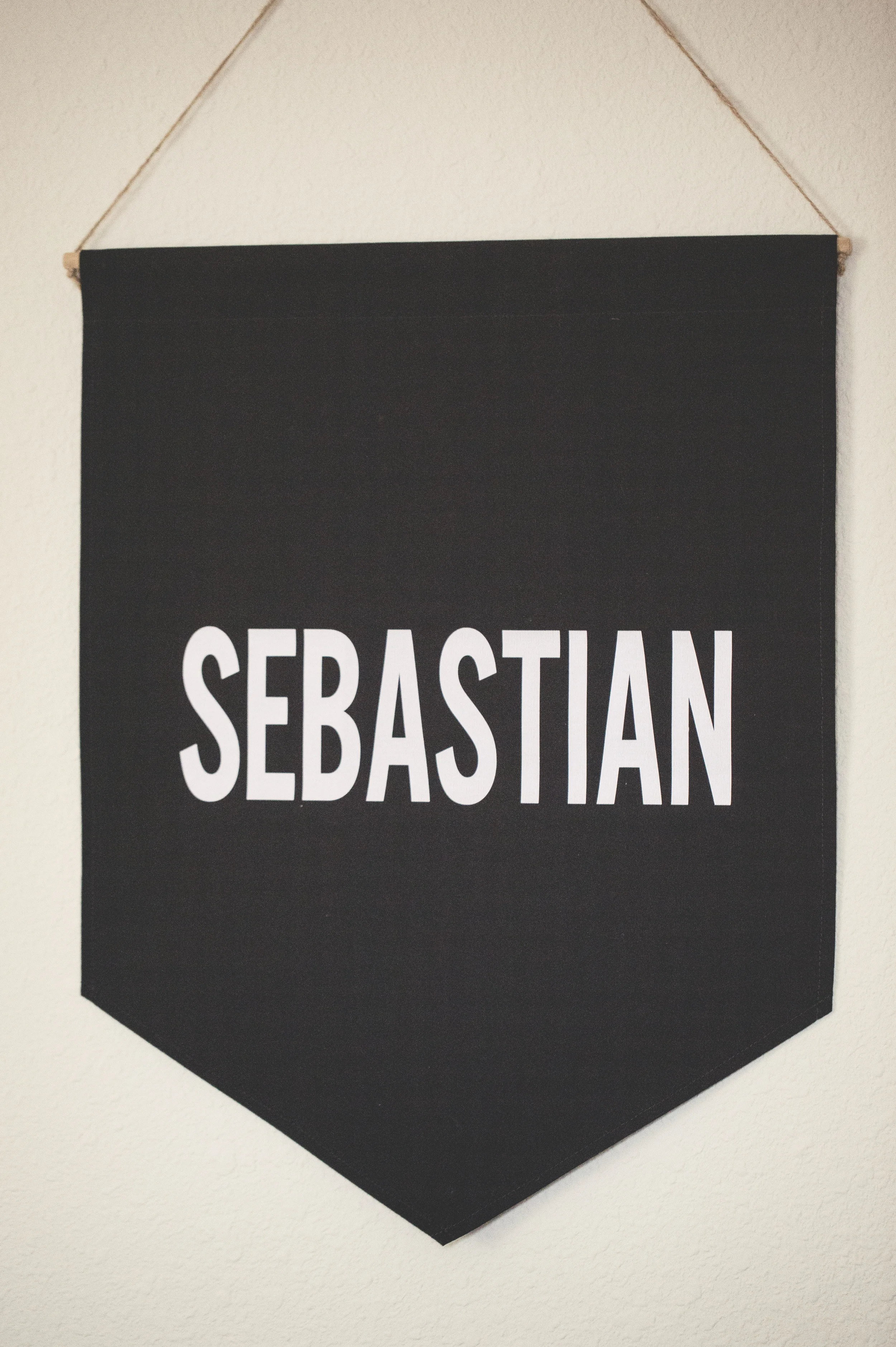 DAY 10- Sebastian's room is almost done, this flag is hanging above his crib.