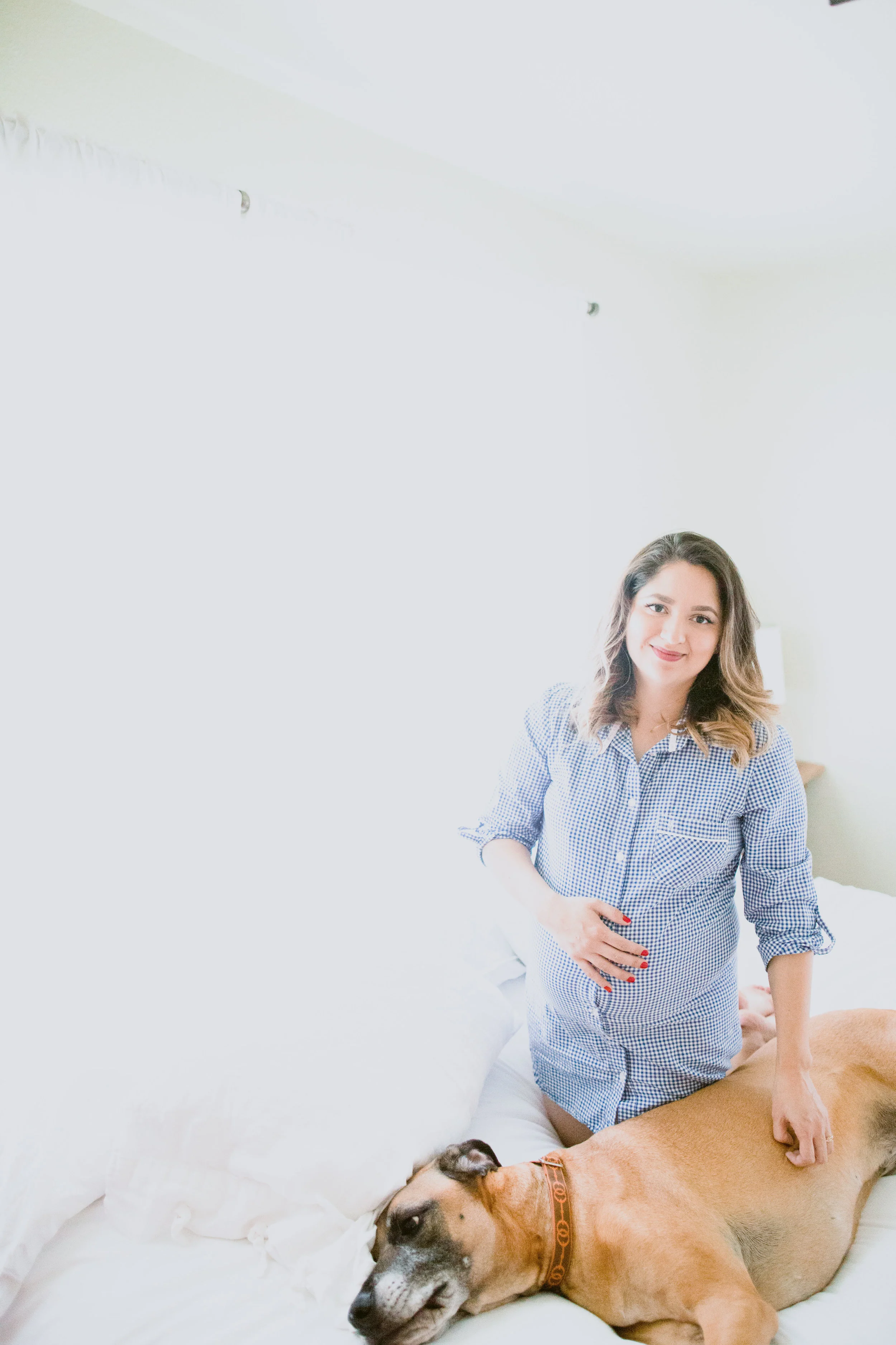 We are 22 weeks folks! My gingham sleepshirt is from few years ago, you can buy a similar one here . 