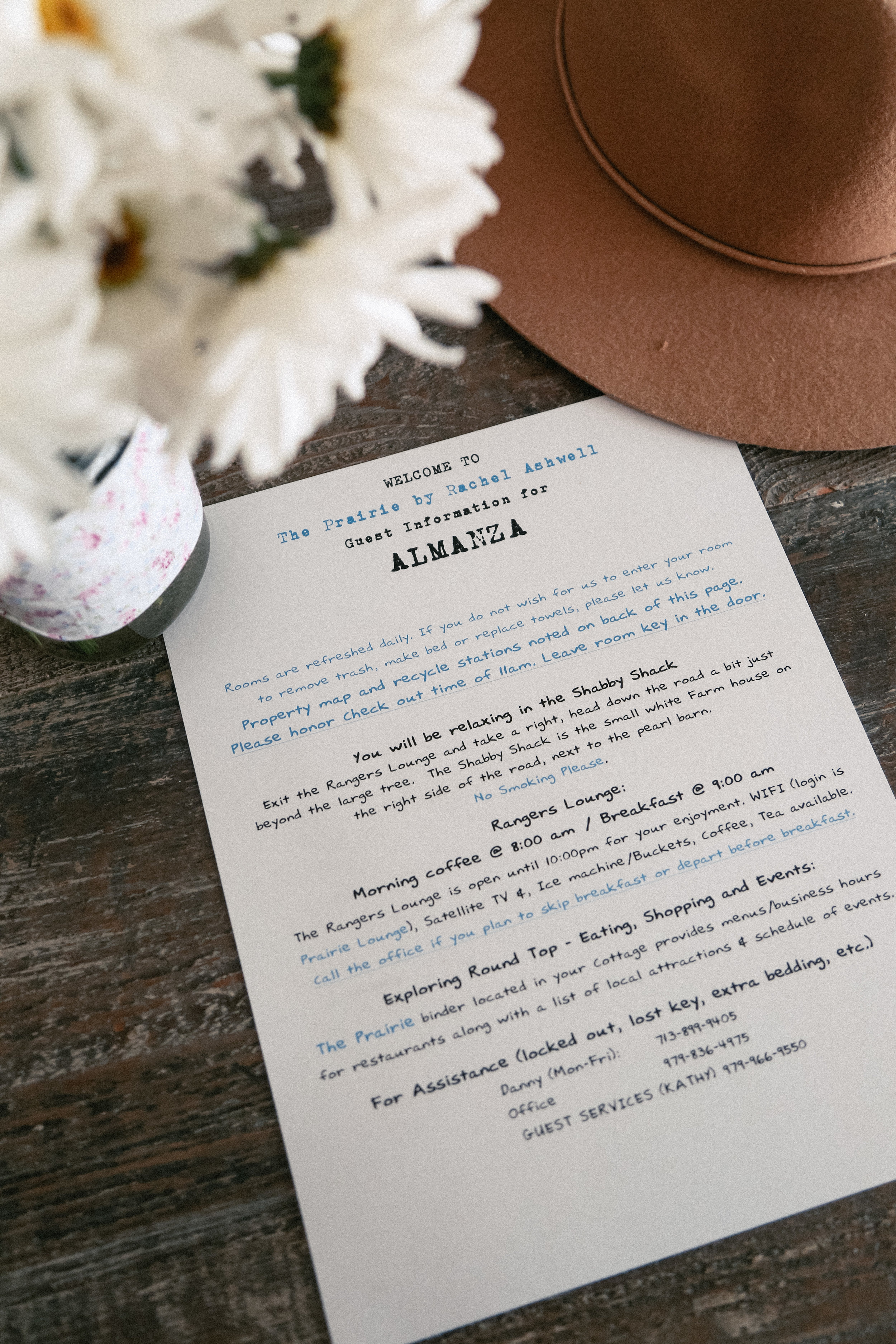 It's all about the details. I love how they printed out our last name and gave us helpful tips. 