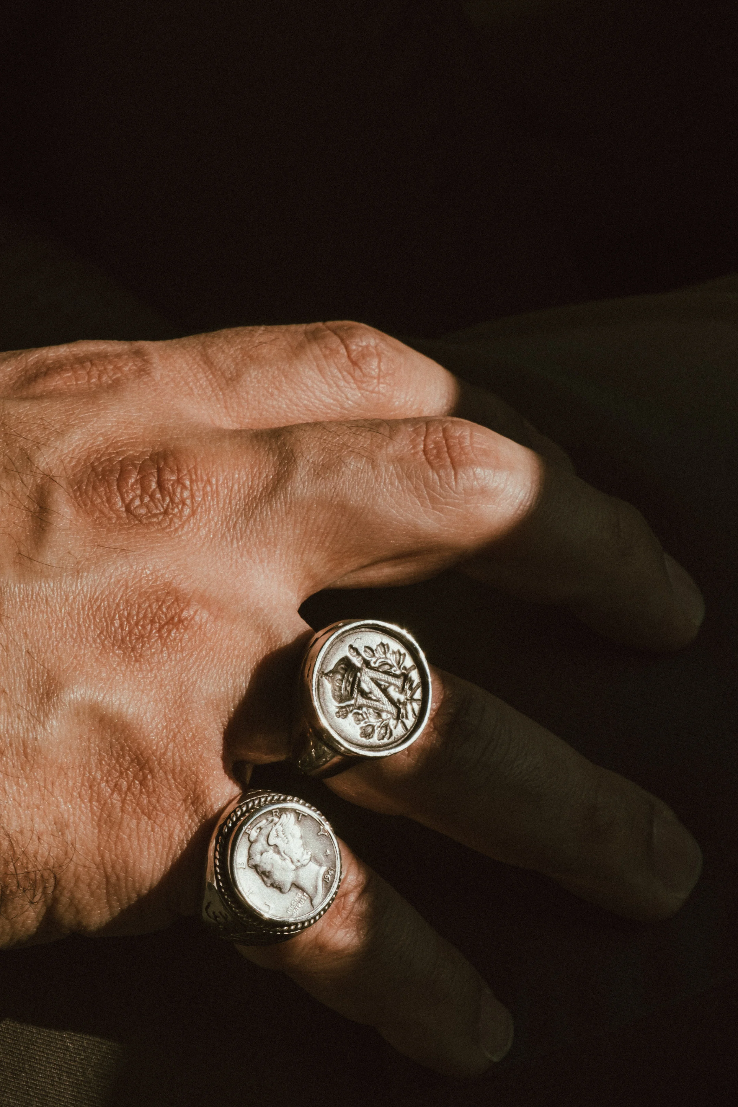 His growing collection of Hobo rings.