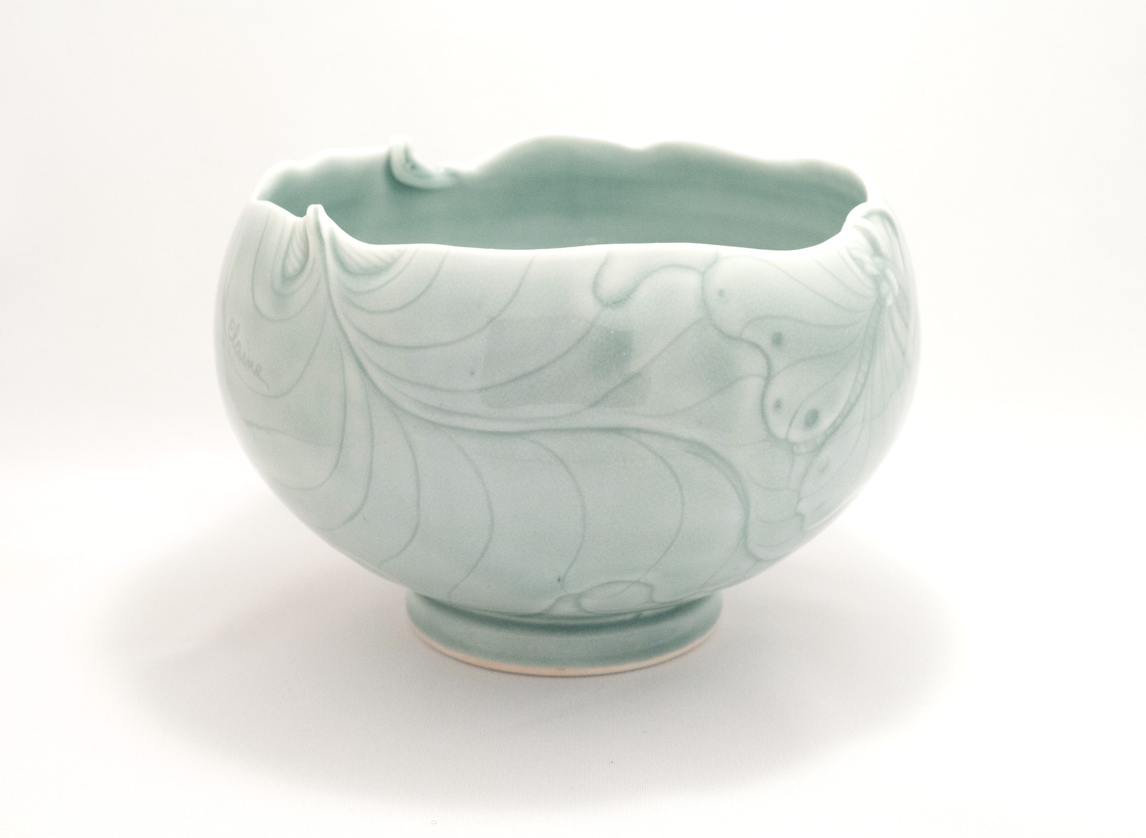 Elaine Coleman, Green Frog Jar, porcelain ceramic, celadon glaze, functional, pottery, Sherrie Gallerie