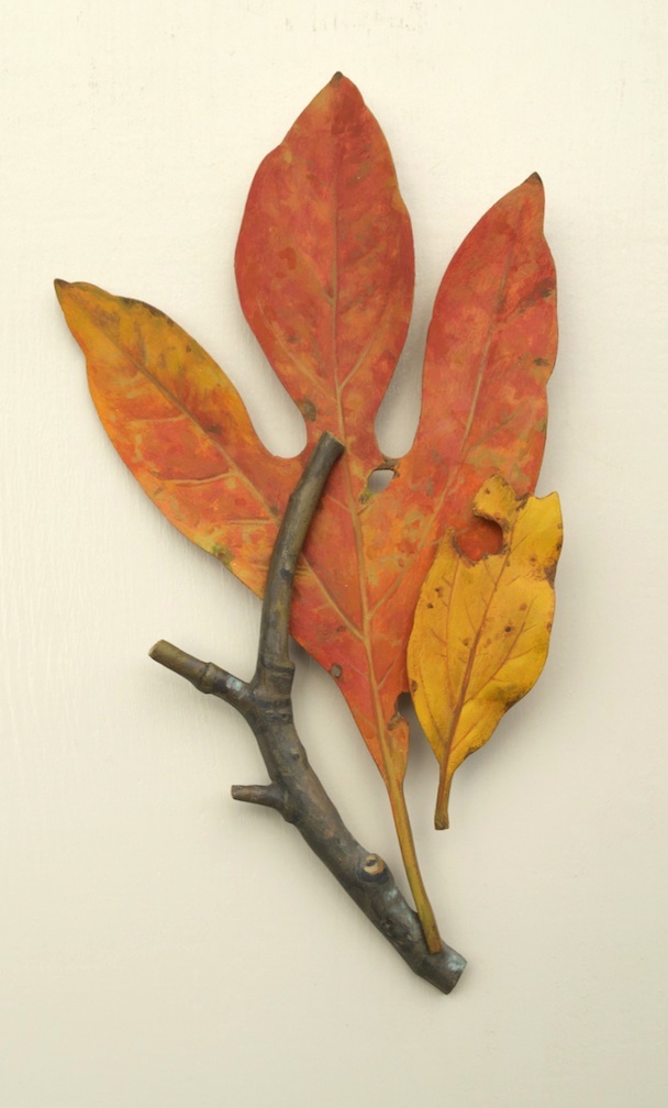 Ron Isaacs, Sassafras, acrylic paint on birch plywood, sculpture, painting, art jewelry, still life, Sherrie Gallerie