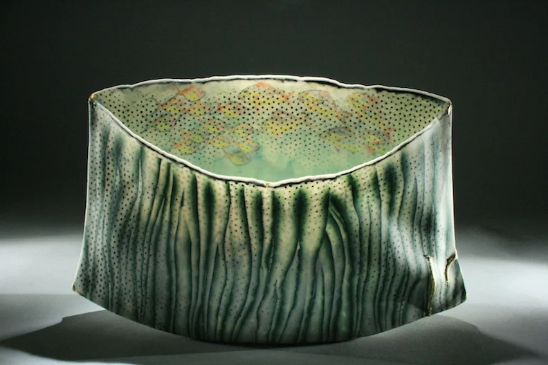 Curtis Benzle, "Roil Below," porcelain, 12x7x3.5 in, $3200