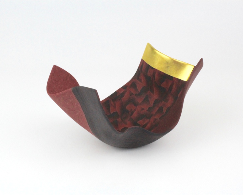 Thomas Hoadley, "Arabesque 1113," colored porcelain, 5x9x5.75 in, SOLD