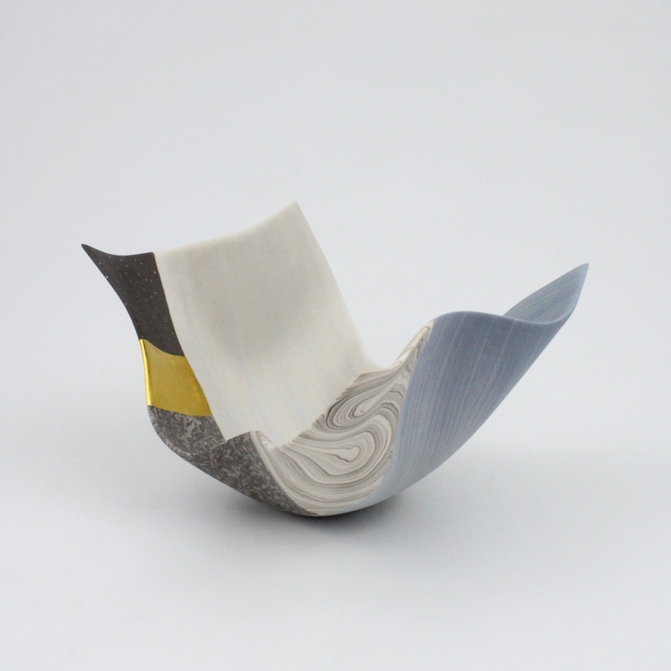 Thomas Hoadley, "Arabesque 1068," colored porcelain and gold leaf, 5x8.75x5.75 in, $980