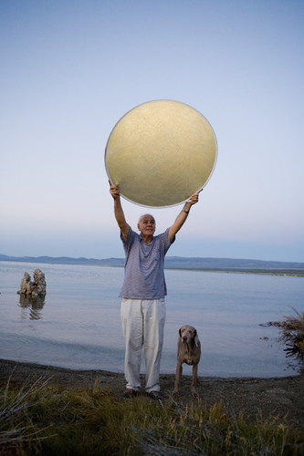 Steve Harper and his dog Shadow, Mono Lake, 2006 -- by Joe Reifer