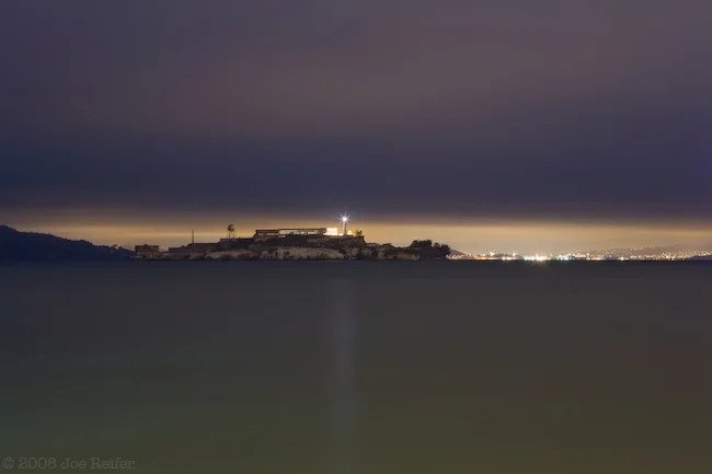 Alcatraz at night from Fort Mason -- by Joe Reifer