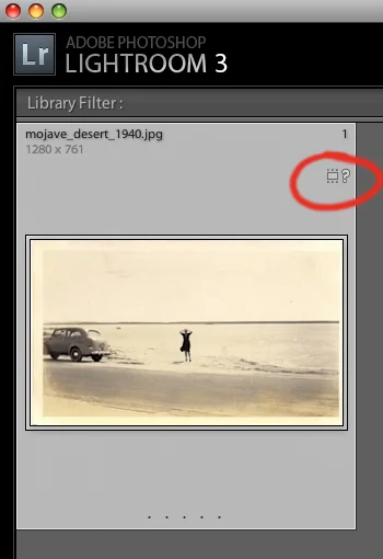 Lightroom Library Grid View question mark