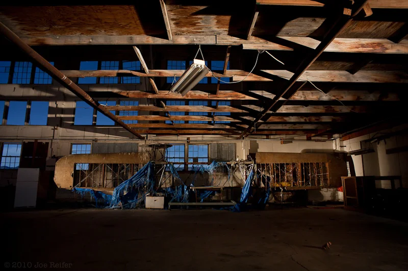 Wooden structures for flight, Tonopah airport -- by Joe Reifer