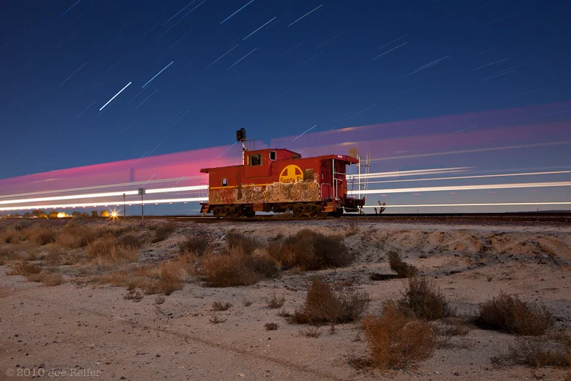 Santa Fe Caboose on the Night Plain II - by Joe Reifer