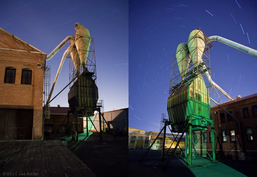 Mare Island Naval Shipyard night photography: 30-minute exposure diptych -- by Joe Reifer