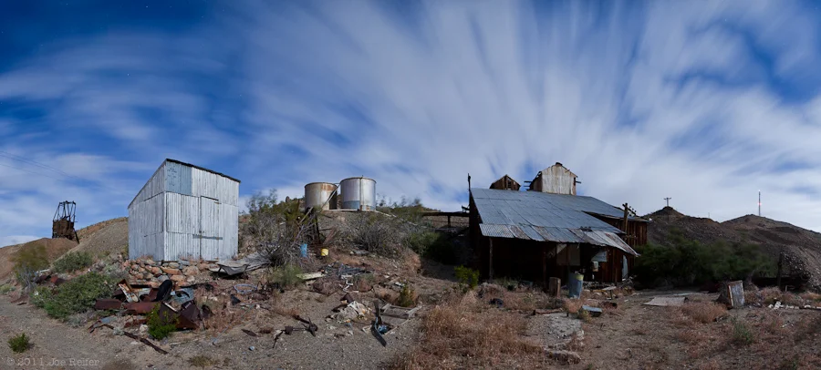 Abandoned gold mine night panorama -- by Joe Reifer