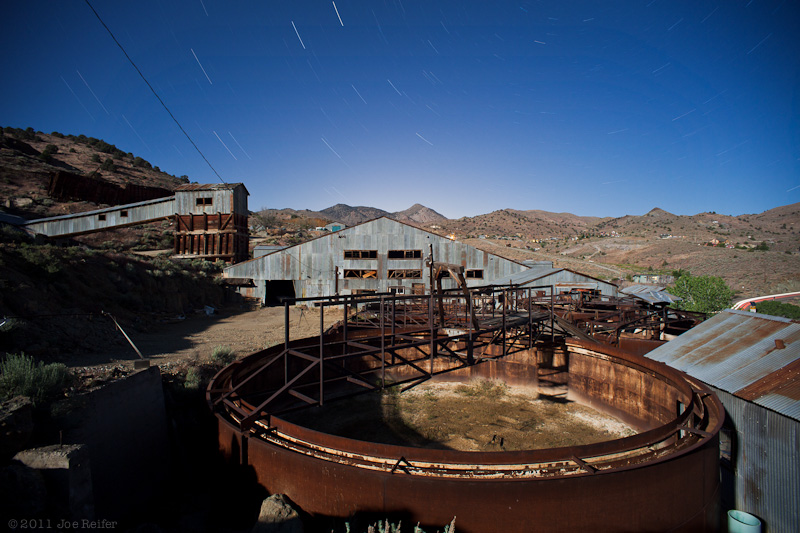 Cyanide tanks and ore processing building, Nevada silver mining ruins - by Joe Reifer