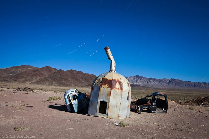 Long exposure of trucks and mining equipment in Kinkaid Nevada -- by Joe Reifer