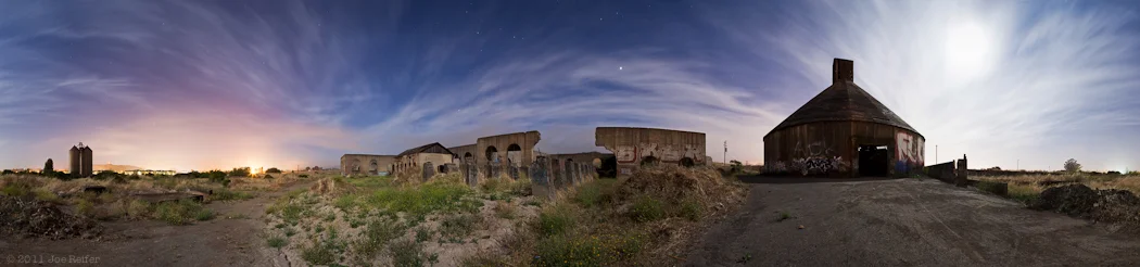 Abandoned cement plant 360 degree night panorama -- by Joe Reifer