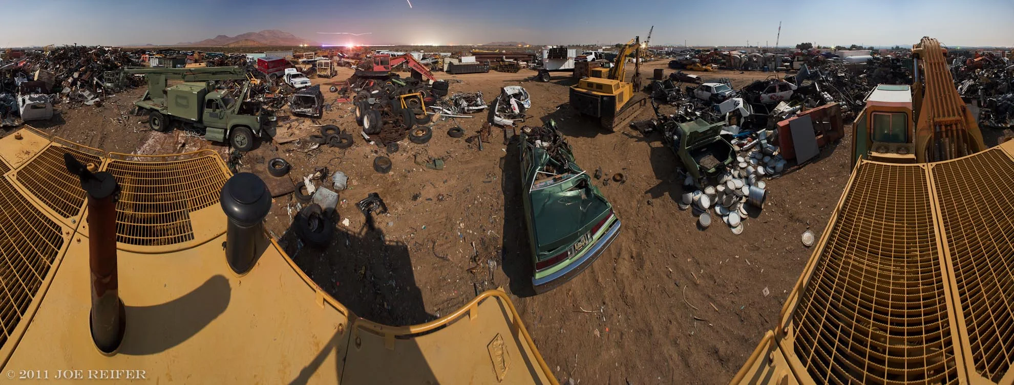 Junkyard accident night panorama -- by Joe Reifer