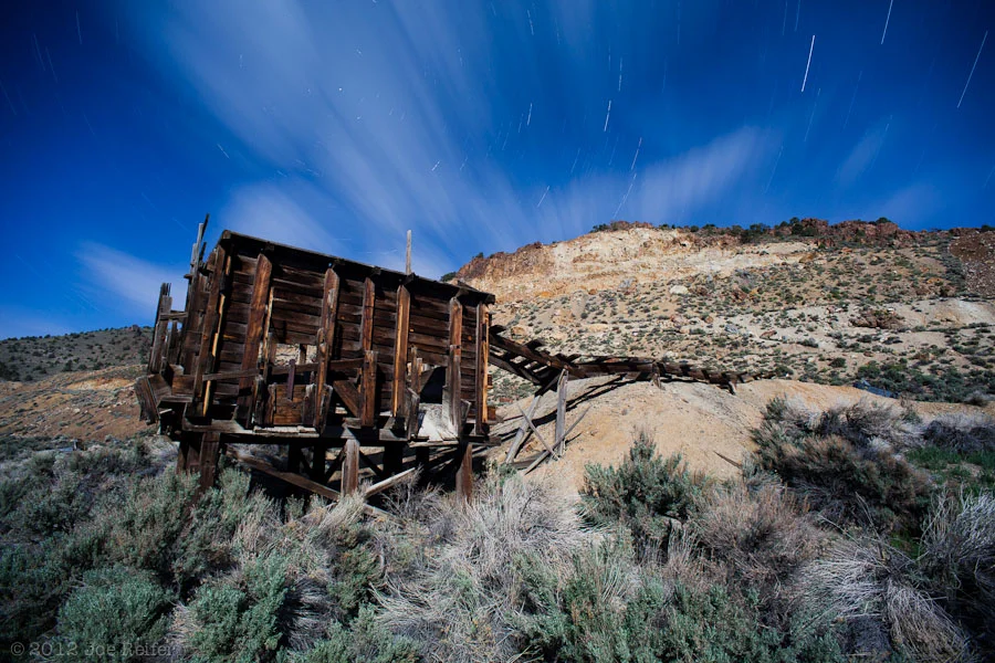 Grantsville ghost town ore bin under the stars -- by Joe Reifer