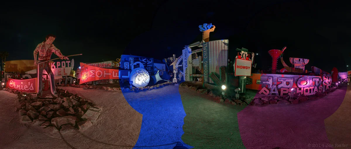Las Vegas Neon Museum 360 Degree Night Panorama - Unblended