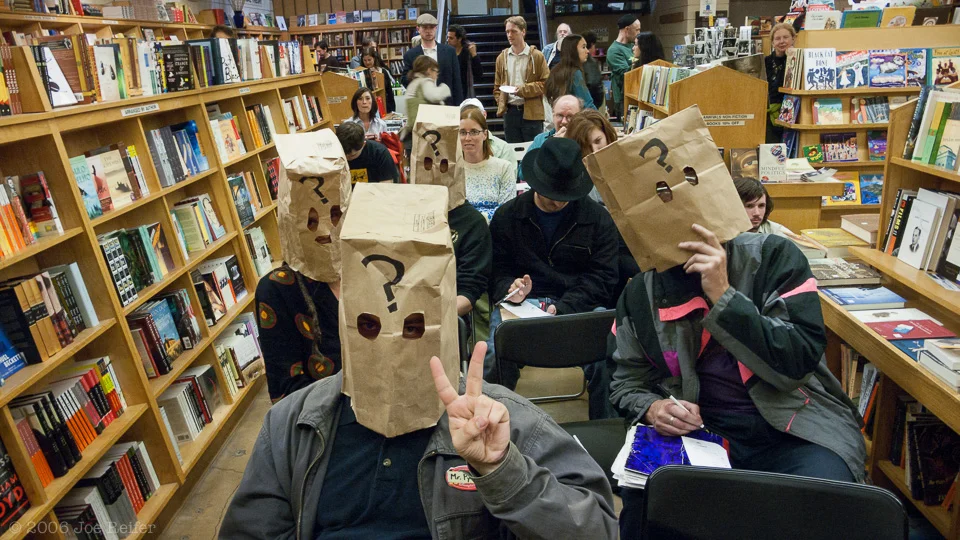 Pynchon Trivia Contest with Simpsons Inspired Question Mark Masks -- by Joe Reifer